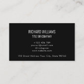 Carte De Visite Logo de l'entreprise avec code QR | Noir Moderne P (Dos)
