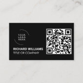 Carte De Visite Logo de l'entreprise avec code QR | Noir Moderne P (Devant)