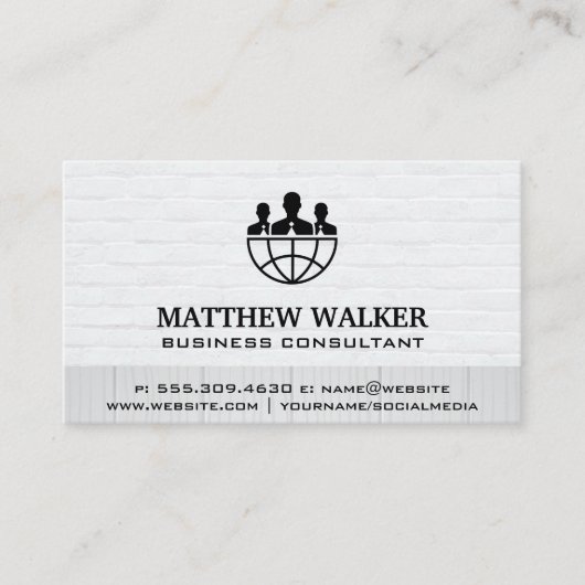 Carte De Visite Logo de l'entreprise | Bois de mur de briques (Devant)