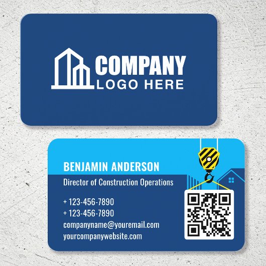 Carte De Visite Logo de l'entreprise Code QR du sous-traitant Navy