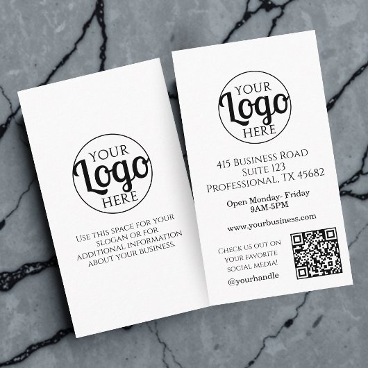 Carte De Visite Logo de l'entreprise Code QR Noir Blanc Profession