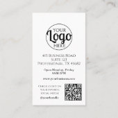 Carte De Visite Logo de l'entreprise Code QR Noir Blanc Profession (Dos)