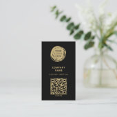 Carte De Visite Logo de l'entreprise code QR noir gras (Debout devant)
