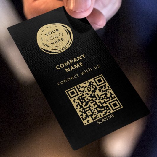 Carte De Visite Logo de l'entreprise code QR noir gras