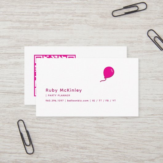 Carte De Visite Logo de l'entreprise de ballons | Code QR (Devant/Arrière en situation)