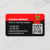 Carte De Visite Logo de l'entreprise de construction QR Code rouge (Dos)