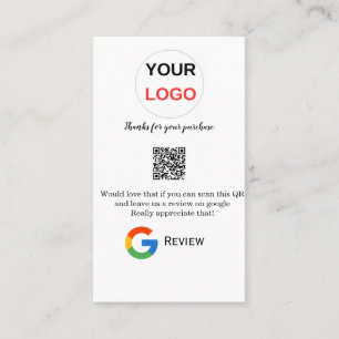 Carte De Visite Logo de l'entreprise de critique Google Scan QR cr