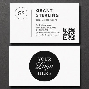 Carte De Visite Logo de l'entreprise de l'agent immobilier QR Code