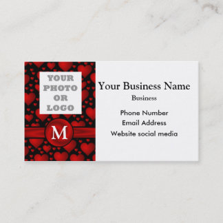 Carte De Visite Logo de l'entreprise de motif monogramme noir, coe