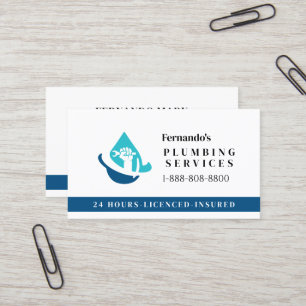 Carte De Visite Logo de l'entreprise de services de plomberie prof