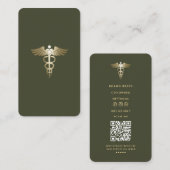 Carte De Visite Logo de l'entreprise Green Army Modern QR (Devant / Derrière)