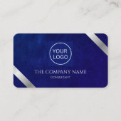 Carte De Visite Logo de l'entreprise Luxe Royal Blue Leather (Devant)