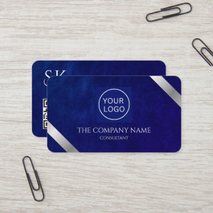 Carte De Visite Logo de l'entreprise Luxe Royal Blue Leather