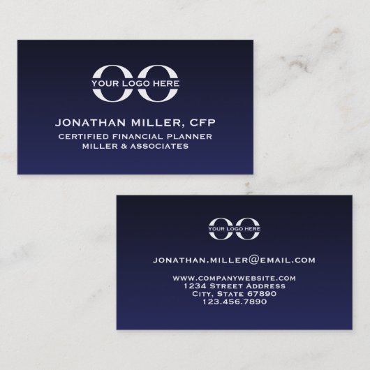 Carte De Visite Logo de l'entreprise Marine Blue Minimalist (Devant / Derrière)