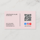 Carte De Visite Logo de l'entreprise Médias sociaux QR Code Rose E (Dos)