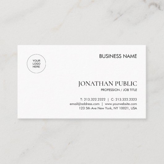 Carte De Visite Logo de l'entreprise Moderne Modèle Professionnel (Devant)