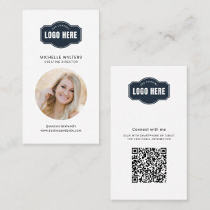 Carte De Visite Logo de l'entreprise moderne QR Code photo employé