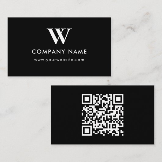 Carte De Visite Logo de l'entreprise Monogramme Site Web Scannable (Devant / Derrière)