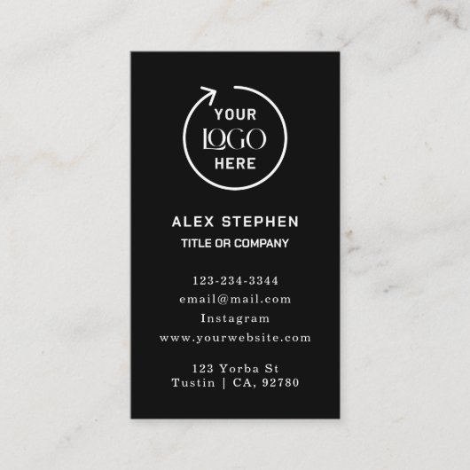 Carte De Visite Logo de l'entreprise | Petite entreprise noire (Devant)