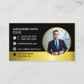 Carte De Visite Logo de l'entreprise professionnelle Black And Gol (Dos)