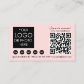 Carte De Visite Logo de l'entreprise rose de QR Code des médias so (Devant)