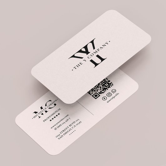 Carte De Visite Logo de l'entreprise Y Monogramme rose moderne