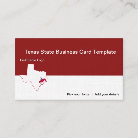 Carte De Visite Logo de l'état du Texas Cowboy (Devant)