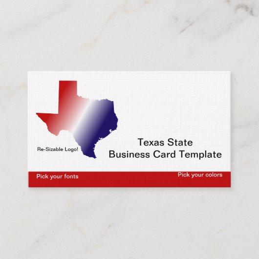 Carte De Visite Logo de l'état du Texas en rouge, bleu blanc (Devant)