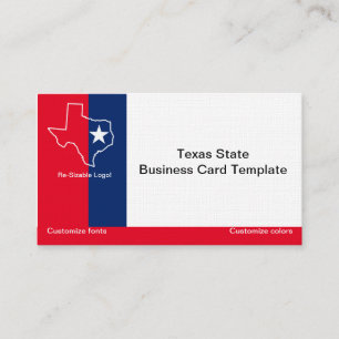 Carte De Visite Logo de l'état du Texas en rouge, bleu blanc