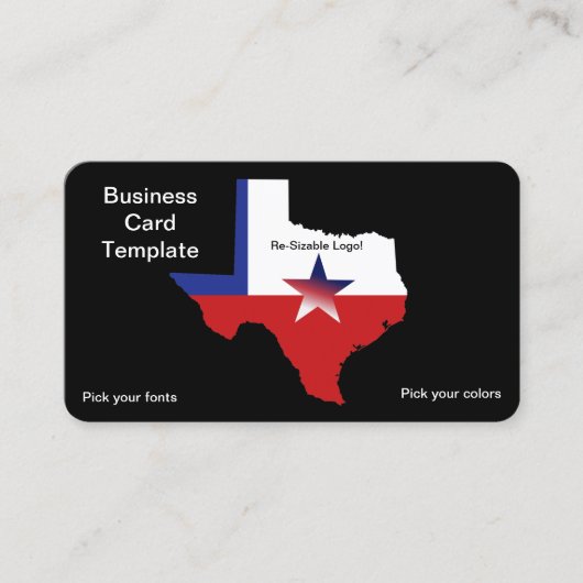 Carte De Visite Logo de l'état du Texas en rouge, bleu blanc (Devant)