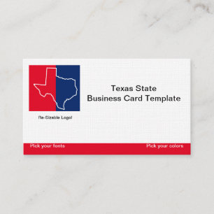 Carte De Visite Logo de l'état du Texas en rouge, bleu blanc