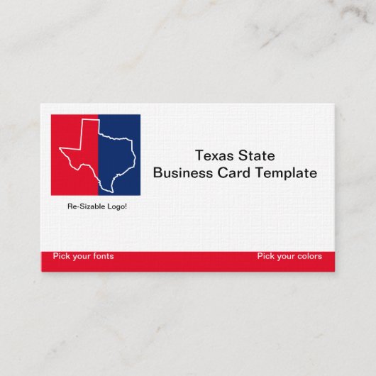 Carte De Visite Logo de l'état du Texas en rouge, bleu blanc (Devant)