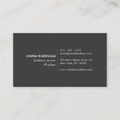 Carte De Visite Logo de lettres modernes pour auteurs et écrivains (Dos)