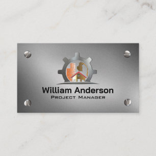 Carte De Visite Logo de l'excavateur de construction   Vis métalli