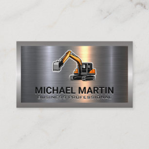 Carte De Visite Logo de l'excavateur Métal