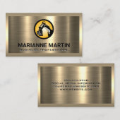 Carte De Visite Logo de l'excavateur | Or brossé (Devant / Derrière)