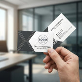 Carte De Visite Logo de l'immobilier à code QR Art déco noir moder