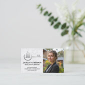 Carte De Visite Logo de l'immobilier à domicile | Femme d'affaires (Debout devant)