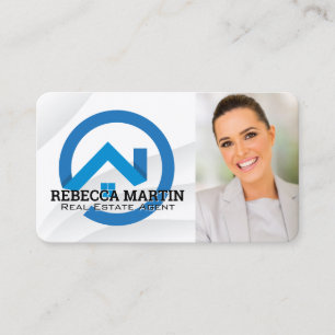 Carte De Visite Logo de l'immobilier bleu Femme d'affaires