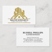 Carte De Visite Logo de l'immobilier de luxe Gold (Devant / Derrière)