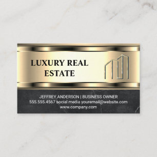 Carte De Visite Logo de l'immobilier d'or Marbre métal or