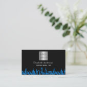 Carte De Visite Logo de l'immobilier en bleu noir (Debout devant)