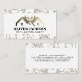 Carte De Visite Logo de l'immobilier en métal or | Marbre (Devant / Derrière)