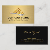 Carte De Visite Logo de l'immobilier Gold Silver (Devant / Derrière)