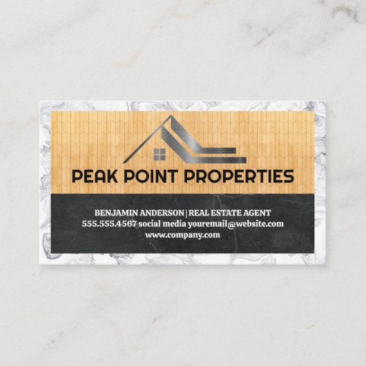 Carte De Visite Logo de l'immobilier | Marbre bois (Devant)