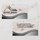 Carte De Visite Logo de l'immobilier métallique | Bois (Devant / Derrière)