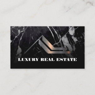 Carte De Visite Logo de l'immobilier métallique Marbre noir
