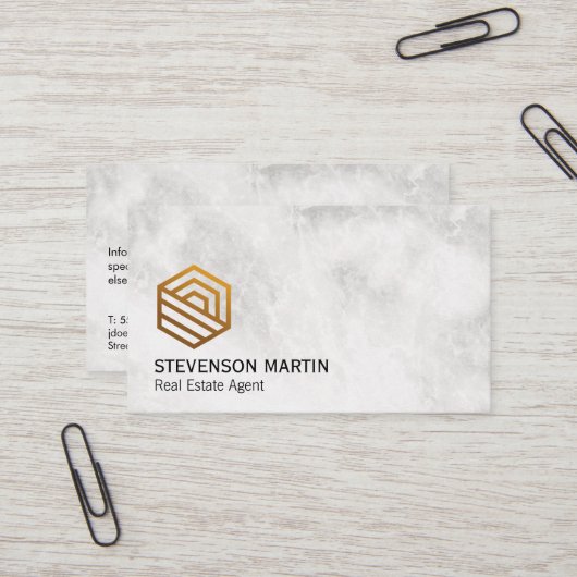 Carte De Visite Logo de l'immobilier moderne (Devant/Arrière en situation)