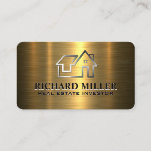 Carte De Visite Logo de l'immobilier   Or métallique