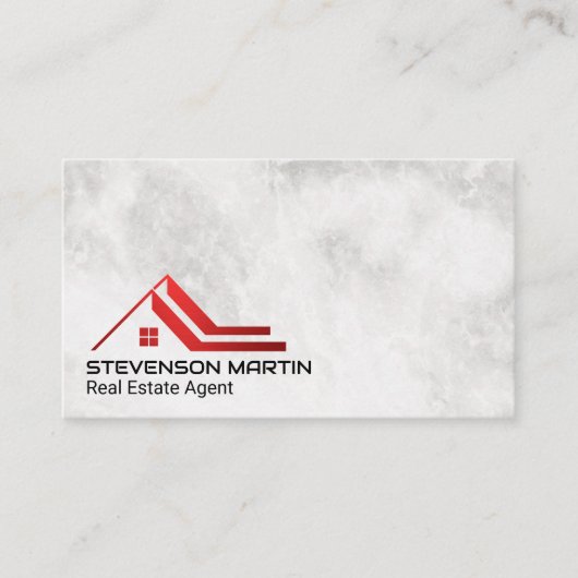 Carte De Visite Logo de l'immobilier Red Roof | Marbre (Devant)